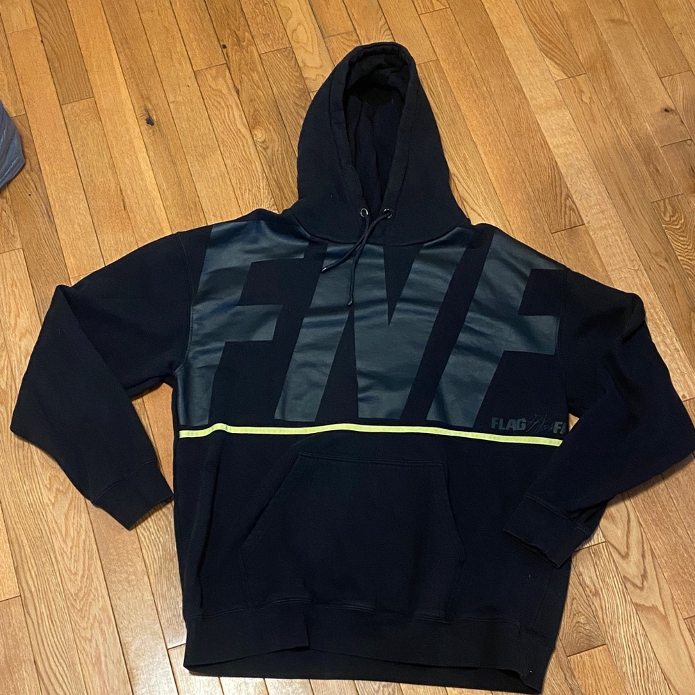 Flag Nor Fail Black Hoodie with Yellow Accent